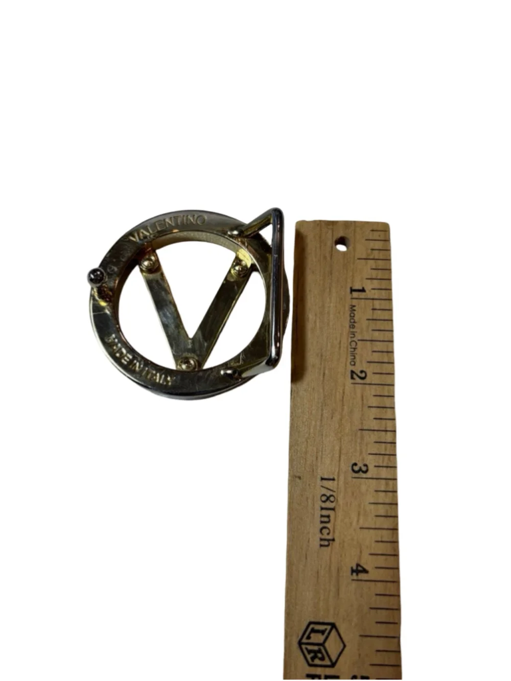 Vintage Valentino V Logo Belt Buckle SILVER Tone Designer Statement Accessory